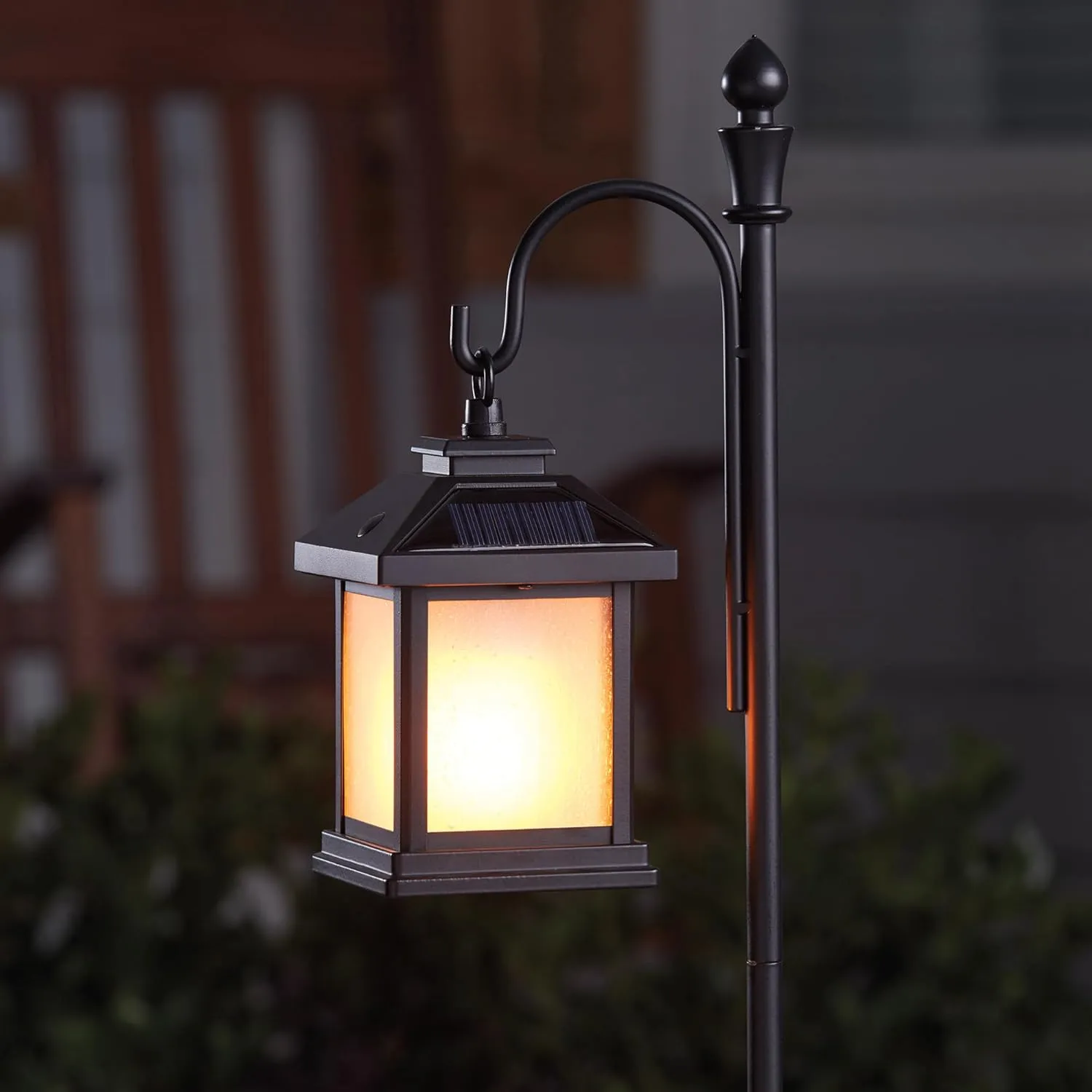Feit Electric Solar Outdoor LED Lantern, 2700K Warm White, 10 Lumens, 3.5-Watt Authentic Live Flicker Flame and Weatherproof Build for Year-Round Outdoor Path Light, LLAN4SQ/FLAME3/SOL