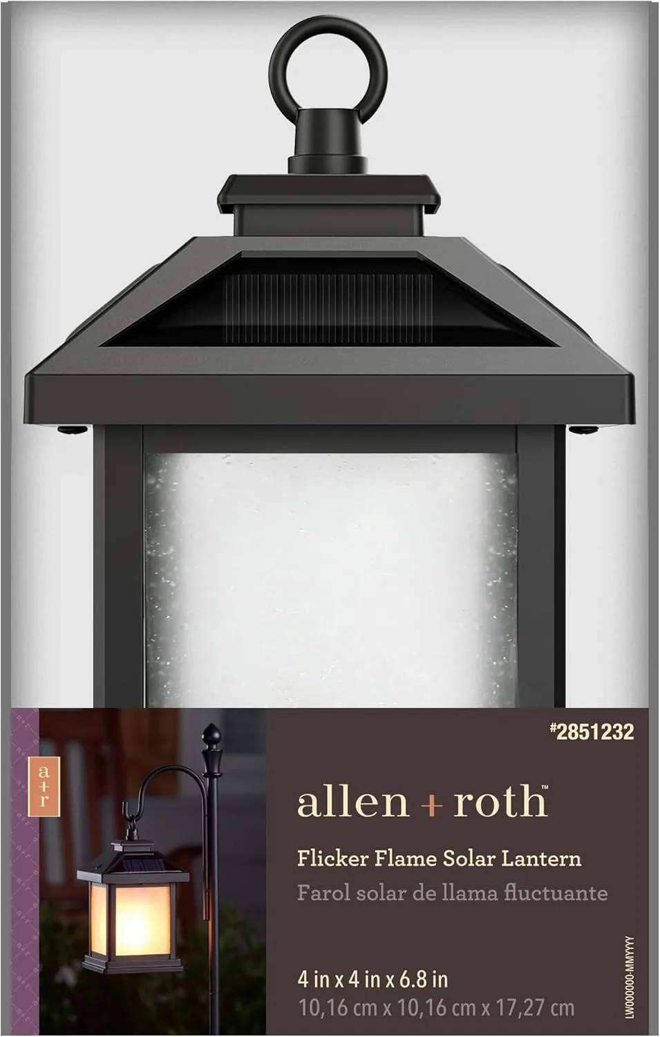 Feit Electric Solar Outdoor LED Lantern, 2700K Warm White, 10 Lumens, 3.5-Watt Authentic Live Flicker Flame and Weatherproof Build for Year-Round Outdoor Path Light, LLAN4SQ/FLAME3/SOL