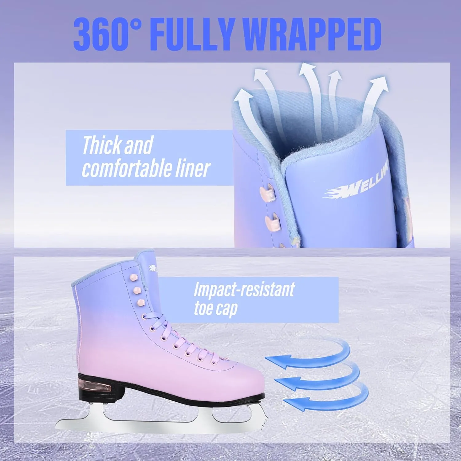Figure Ice Skates for Women Girls and Boys, Lace-Up Adult Figure Skate Ice Hockey Skates for Outdoor and Skating Rink, Figure Ice Skate Shoes Size 5 6 7 8 9 10 11 and Youth 2Y 3Y