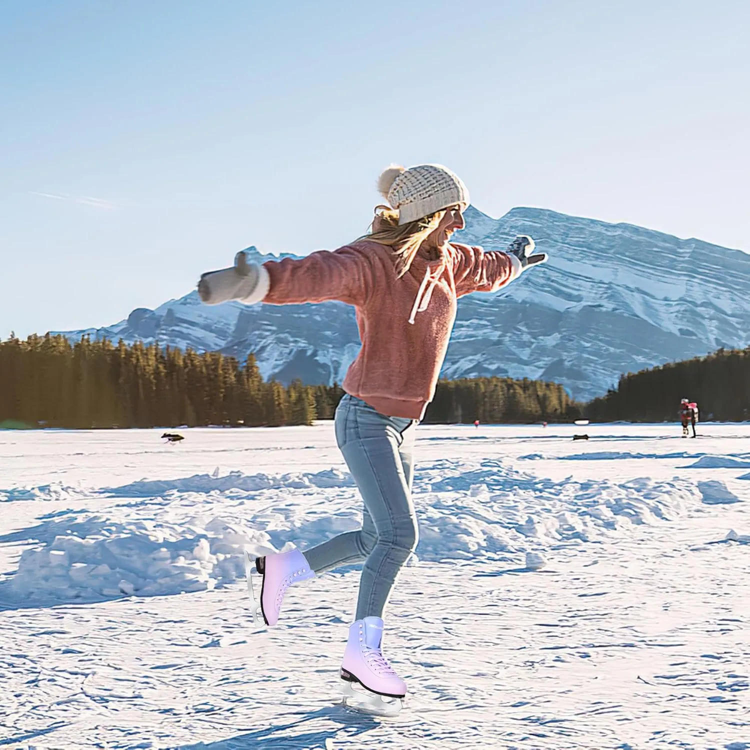 Figure Ice Skates for Women Girls and Boys, Lace-Up Adult Figure Skate Ice Hockey Skates for Outdoor and Skating Rink, Figure Ice Skate Shoes Size 5 6 7 8 9 10 11 and Youth 2Y 3Y