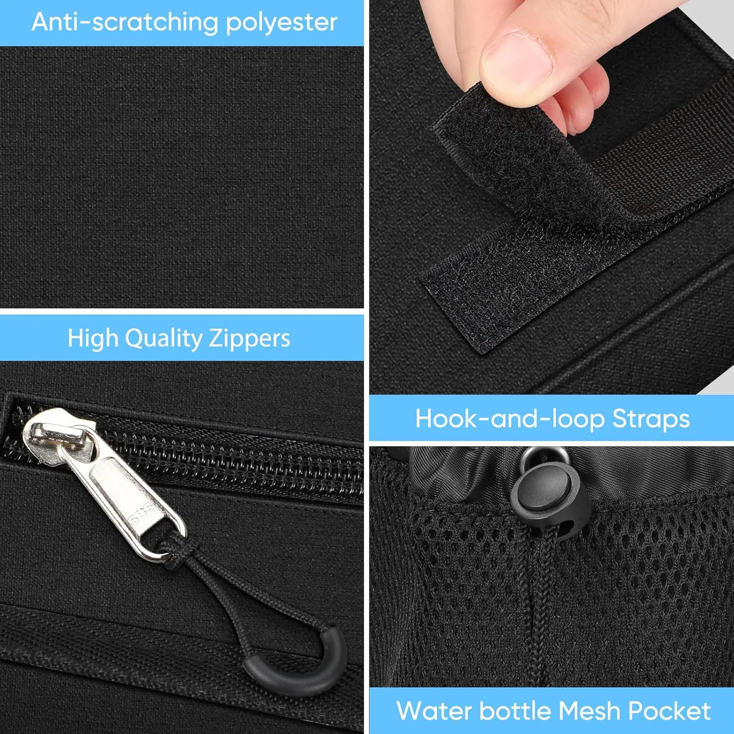 FINPAC Large Walker Tote Bag with Cup Holder, Folding Walker Attachment Hands-Free Storage Basket Mobility Aid Accessory Pouch for Elderly, Senior, Black