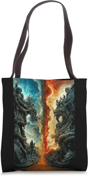 Fire And Ice Hot Cold Good And Evil Epic Battle Opposites Tote Bag