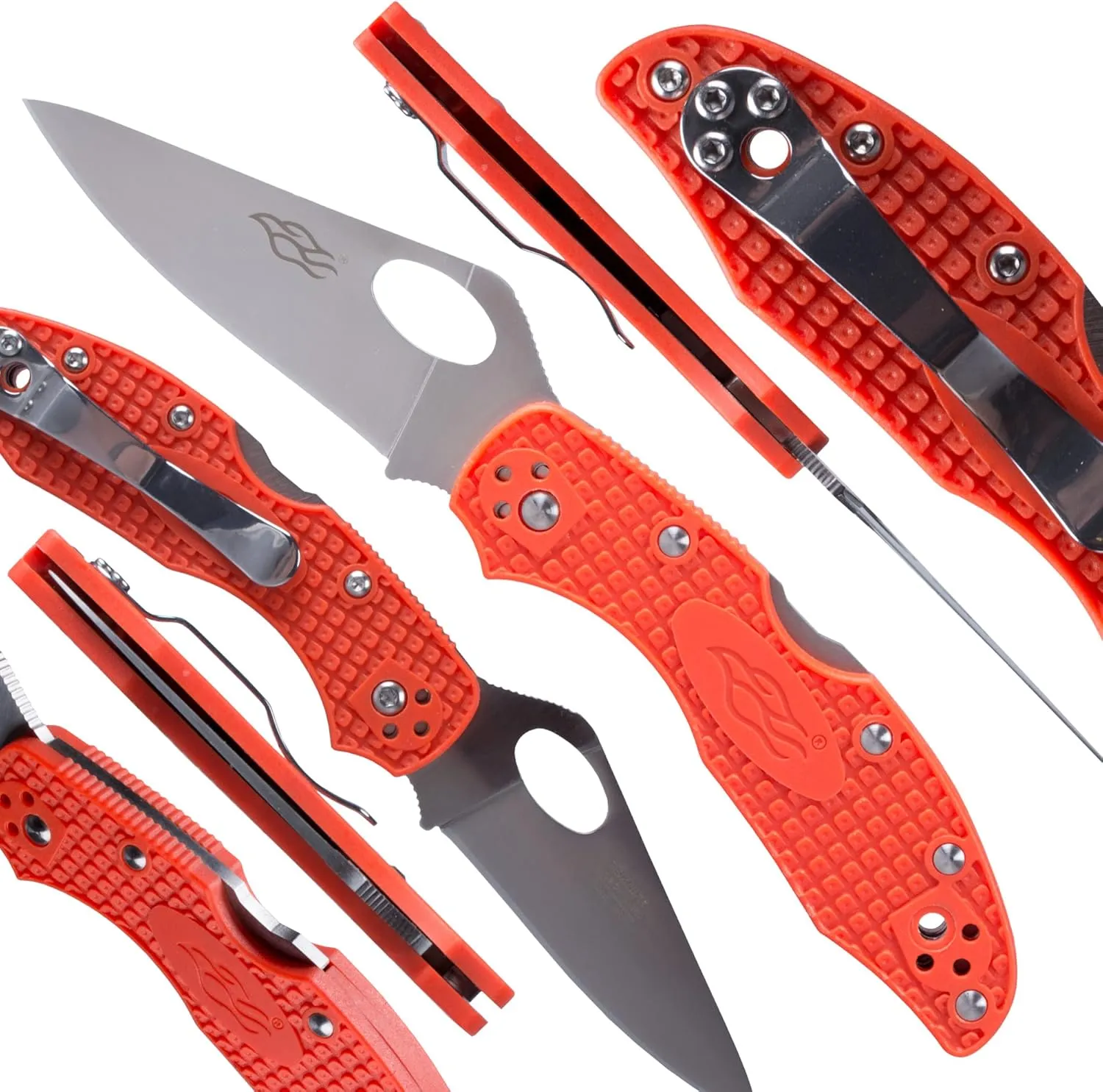 Firebird GANZO F759M Pocket Folding Knife 440C Stainless Steel Blade Nylon Glass Fiber Anti-Slip Handle with Clip Fishing Camping EDC Knife (Orange)
