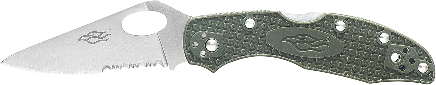 Firebird GANZO F759MS-GR Serrated Blade Pocket Folding Knife 440C Stainless Steel Serrated Blade Nylon Glass Fiber Anti-Slip Handle with Clip Fishing Camping Outdoor Gear EDC Pocket Knife (Green)
