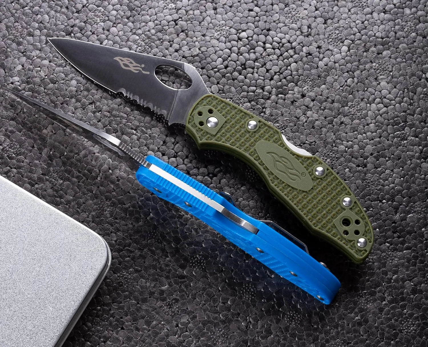 Firebird GANZO F759MS-GR Serrated Blade Pocket Folding Knife 440C Stainless Steel Serrated Blade Nylon Glass Fiber Anti-Slip Handle with Clip Fishing Camping Outdoor Gear EDC Pocket Knife (Green)