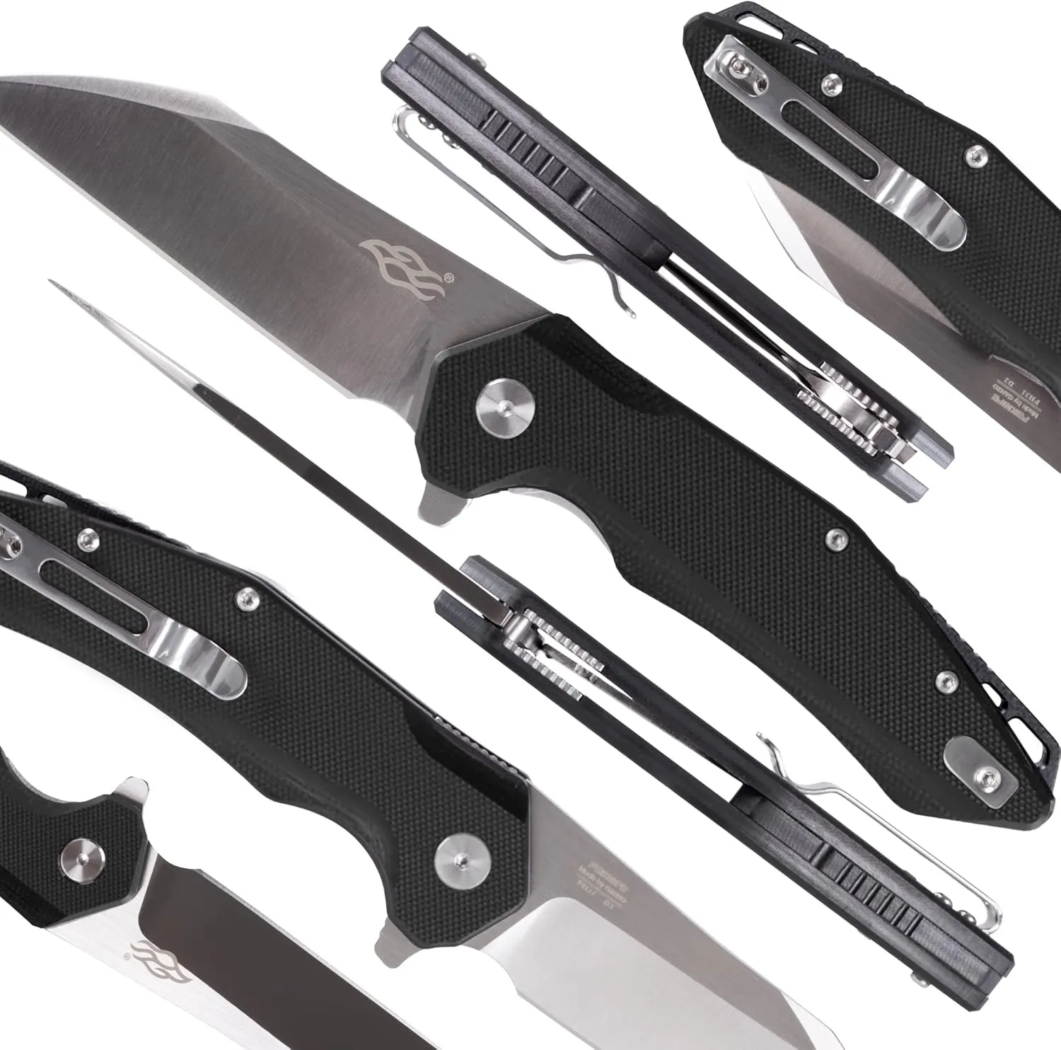 Firebird GANZO FH31 Folding Pocket Knife D2 Steel Wharncliffe Blade Ergonomic G10 Handle with Clip Hunting Fishing Flipper Camping Outdoor EDC Knife