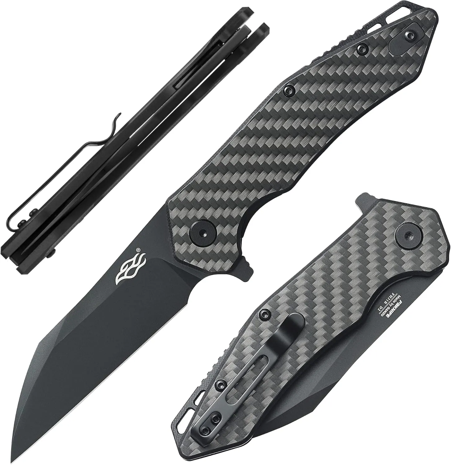 Firebird GANZO FH31 Folding Pocket Knife D2 Steel Wharncliffe Blade Ergonomic G10 Handle with Clip Hunting Fishing Flipper Camping Outdoor EDC Knife