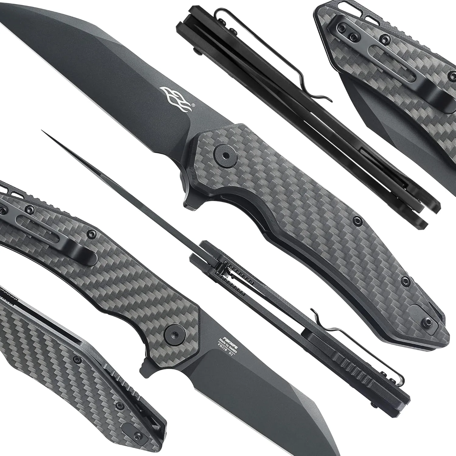 Firebird GANZO FH31 Folding Pocket Knife D2 Steel Wharncliffe Blade Ergonomic G10 Handle with Clip Hunting Fishing Flipper Camping Outdoor EDC Knife