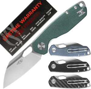 Firebird GANZO FH924-GR Ball Bearing Pocket Folding Knife Wharncliffe D2 Steel Blade G10 Anti-Slip Handle with Clip Camping Hunting Fishing Folder Outdoor EDC Pocket Knife (Green)