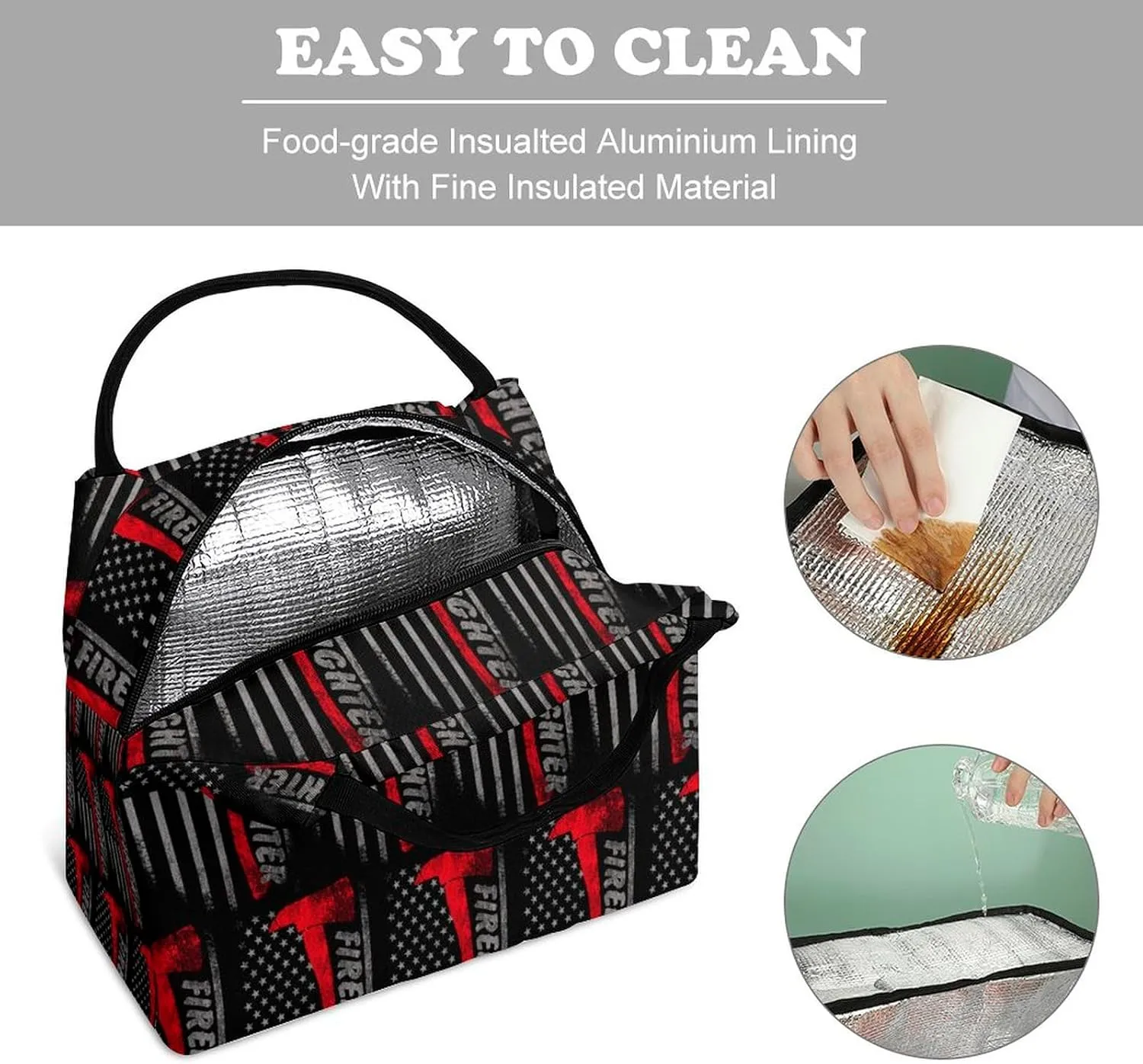 Firefighter Axe Red Line American Flag Fashionable Hand-held Insulation Bag