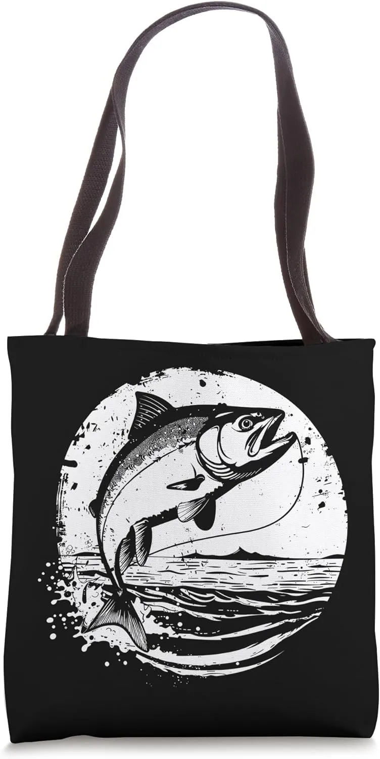 Fish Graphic Angler Ice Fishing Tote Bag