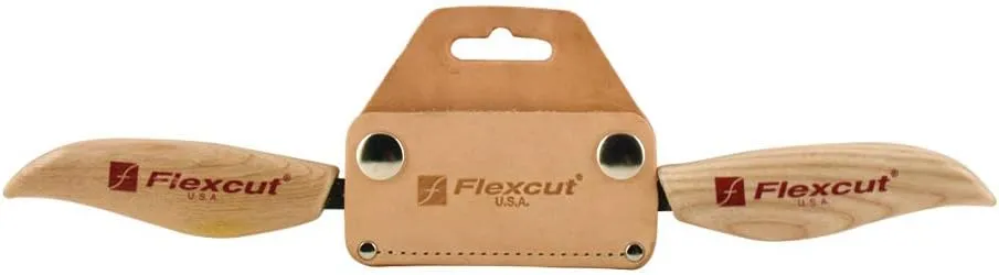 Flexcut Carving Tools 3-Inch Draw Knife KN25 | Ergonomic Ash Handle | Straight 1095 High Carbon Steel Blade | Includes Leather Sheath | Made in The U.S.A.