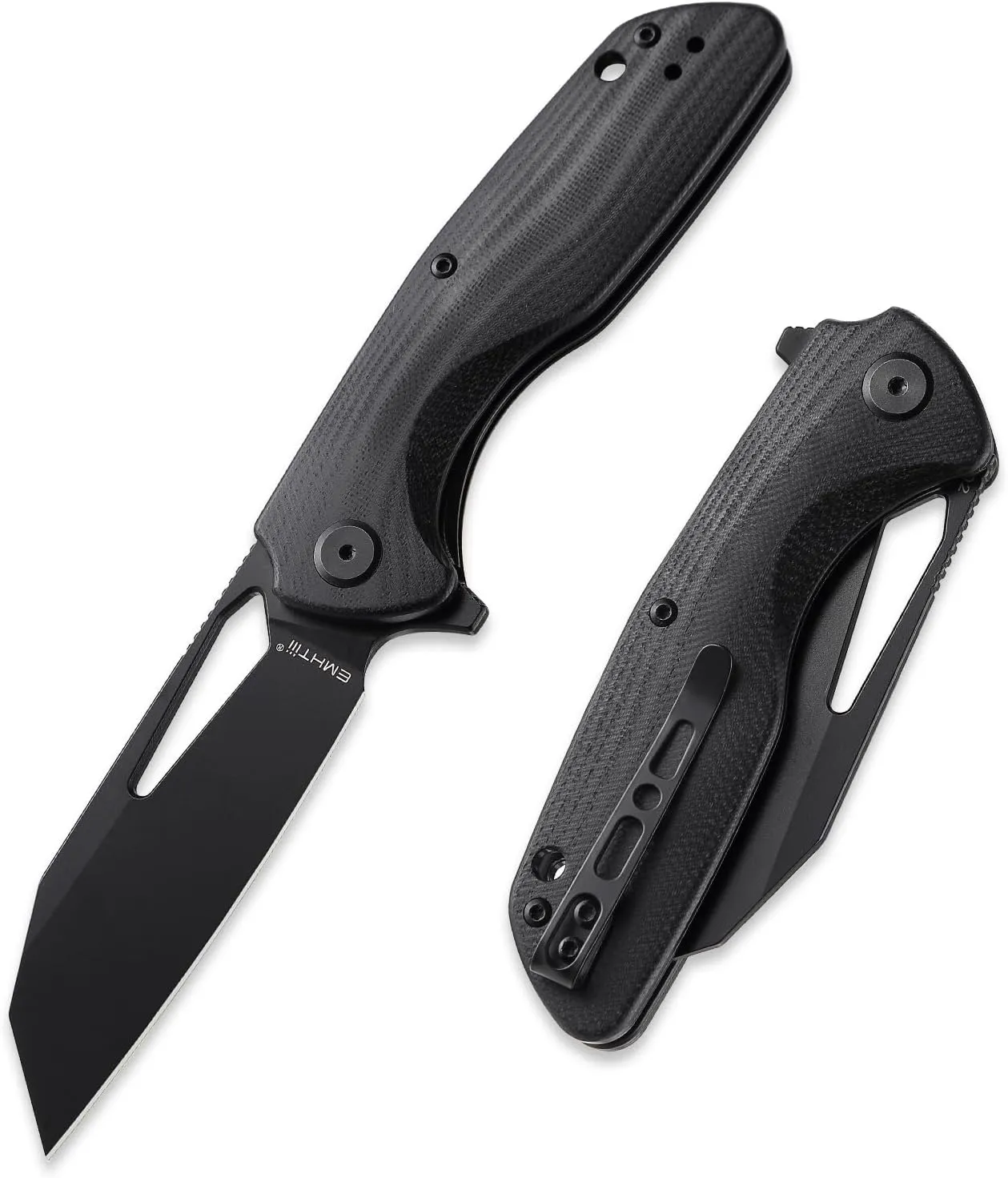 Flipper Reverse Tanto Pocket Folding Knife: 3.54" D2 Steel Blade with G10 Handle Scales, Reversible Clip, Liner Lock, EDC Camping Knives, Great Gifts for Men Women, Black