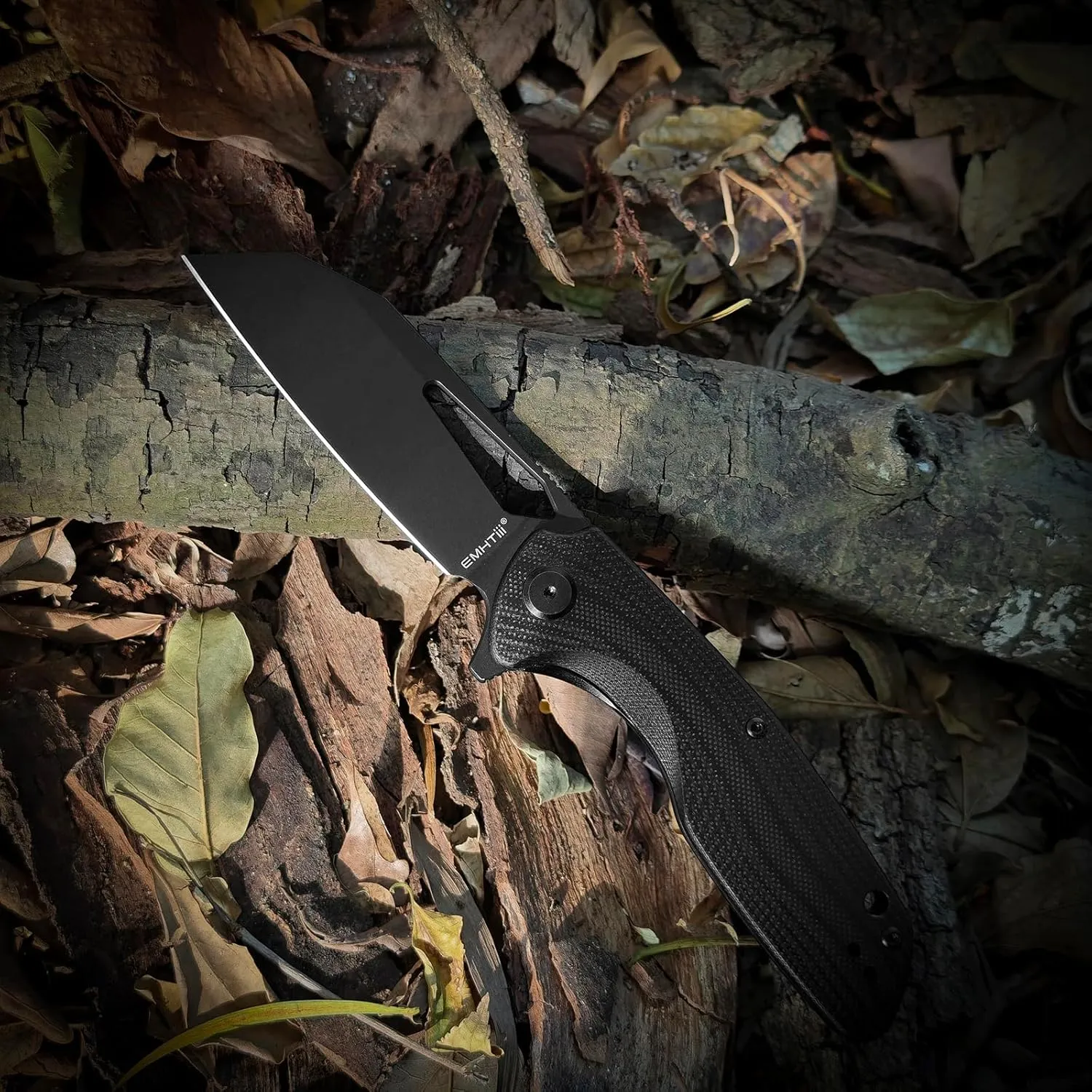 Flipper Reverse Tanto Pocket Folding Knife: 3.54" D2 Steel Blade with G10 Handle Scales, Reversible Clip, Liner Lock, EDC Camping Knives, Great Gifts for Men Women, Black