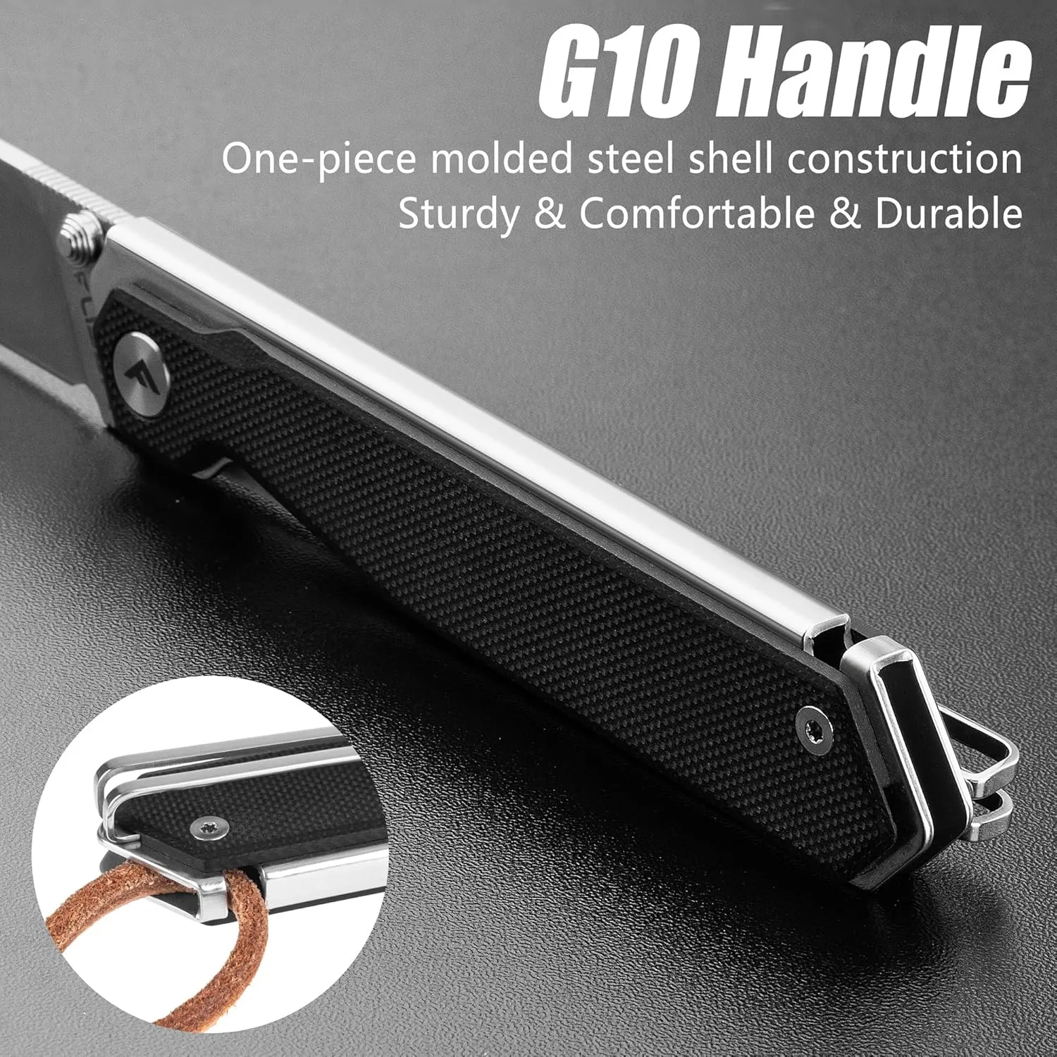 FLISSA Pocket Knife, Folding Knife with 3.2" 8Cr13MoV Blade, G10 Handle, Removable Pocket Clip, Lightweight for EDC, Camping, Hiking, Daily Use(Black)