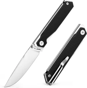 FLISSA Pocket Knife, Folding Knife with 3.2" 8Cr13MoV Blade, G10 Handle, Removable Pocket Clip, Lightweight for EDC, Camping, Hiking, Daily Use(Black)