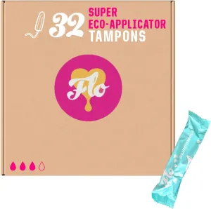 FLO Organic Cotton Applicator Tampon Mega Super Pack, Feminine Care, Organic, Hygiene, Women, Compostable, Black-and-Woman-Owned (32 Super tampons)