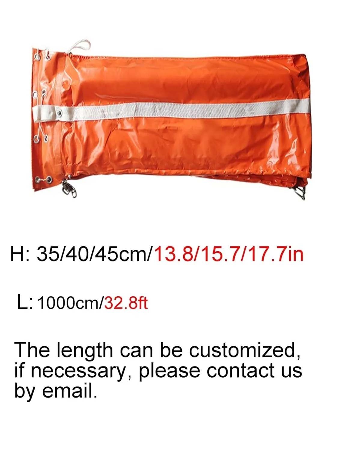 Floating Oil Boom, PVC Oil Boom with Customizable Sizes Heavy-Duty Reusable Oil Spill Barrie, DIY Containment for Rivers, Lakes & Emergency Response(1000x45cm/32.8ftx17.7in)