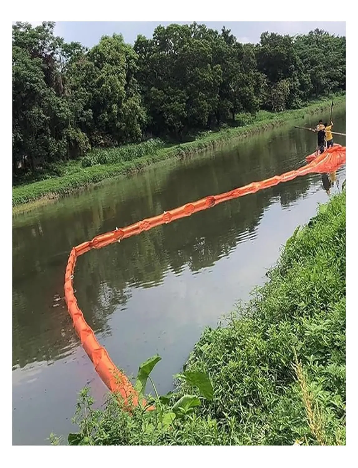 Floating Oil Boom, PVC Oil Boom with Customizable Sizes Heavy-Duty Reusable Oil Spill Barrie, DIY Containment for Rivers, Lakes & Emergency Response(1000x45cm/32.8ftx17.7in)