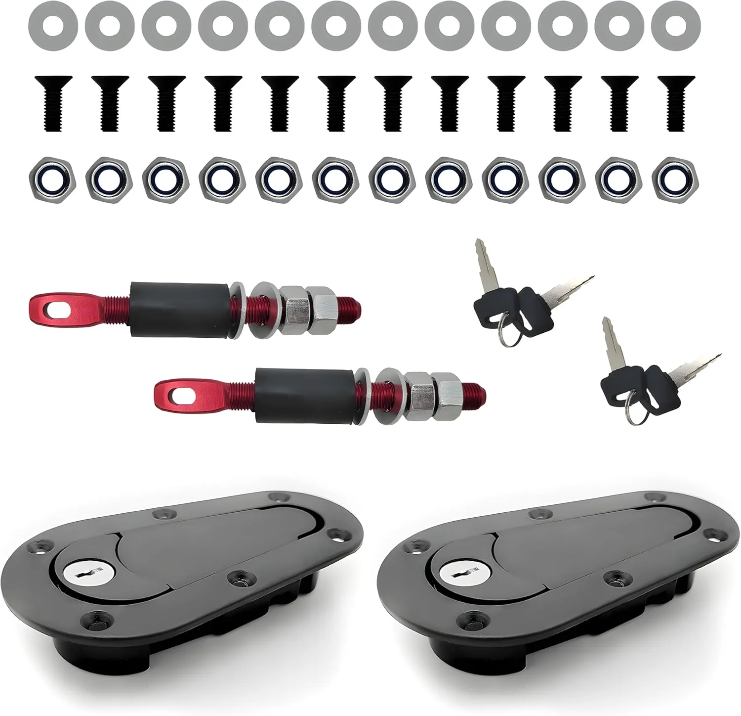 Flush Hood Latch & Pin Kit, Durable Engine Bonnet Quick Release Latch & Pin Set for Racing Car, Automotive, Universal Car Accessories