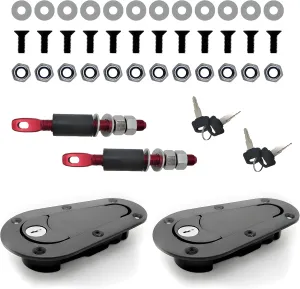 Flush Hood Latch & Pin Kit, Durable Engine Bonnet Quick Release Latch & Pin Set for Racing Car, Automotive, Universal Car Accessories