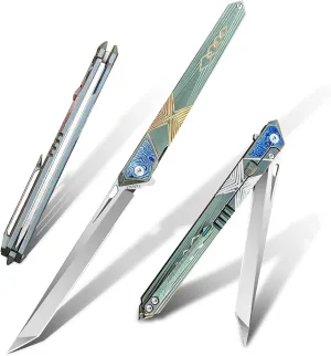 Folding Pocket Knife M390 steel folding knife with Front Flipper Opener,TC4 titanium handle with clamps Lightweight Utility Knife for Men Good for EDC Outdoor Carry