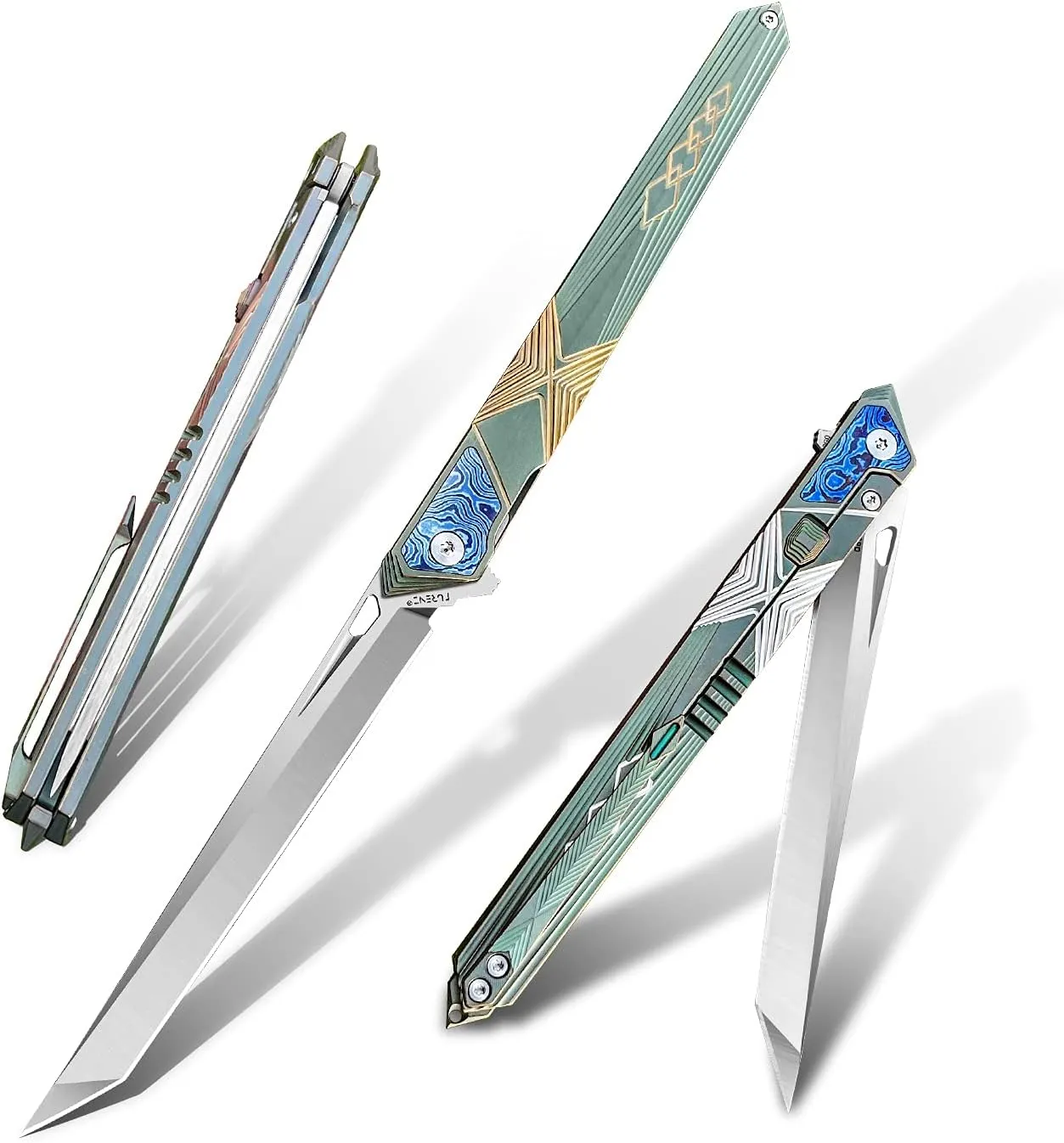 Folding Pocket Knife M390 steel folding knife with Front Flipper Opener,TC4 titanium handle with clamps Lightweight Utility Knife for Men Good for EDC Outdoor Carry