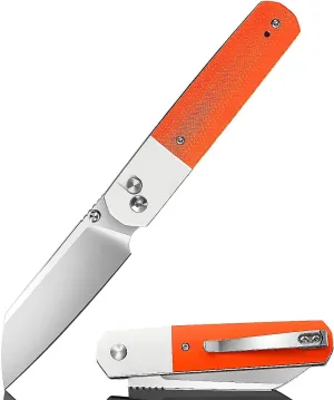 Folding Pocket Knife, Stainless Steel Blade, Black G10 Handle, Modern Design (orange)