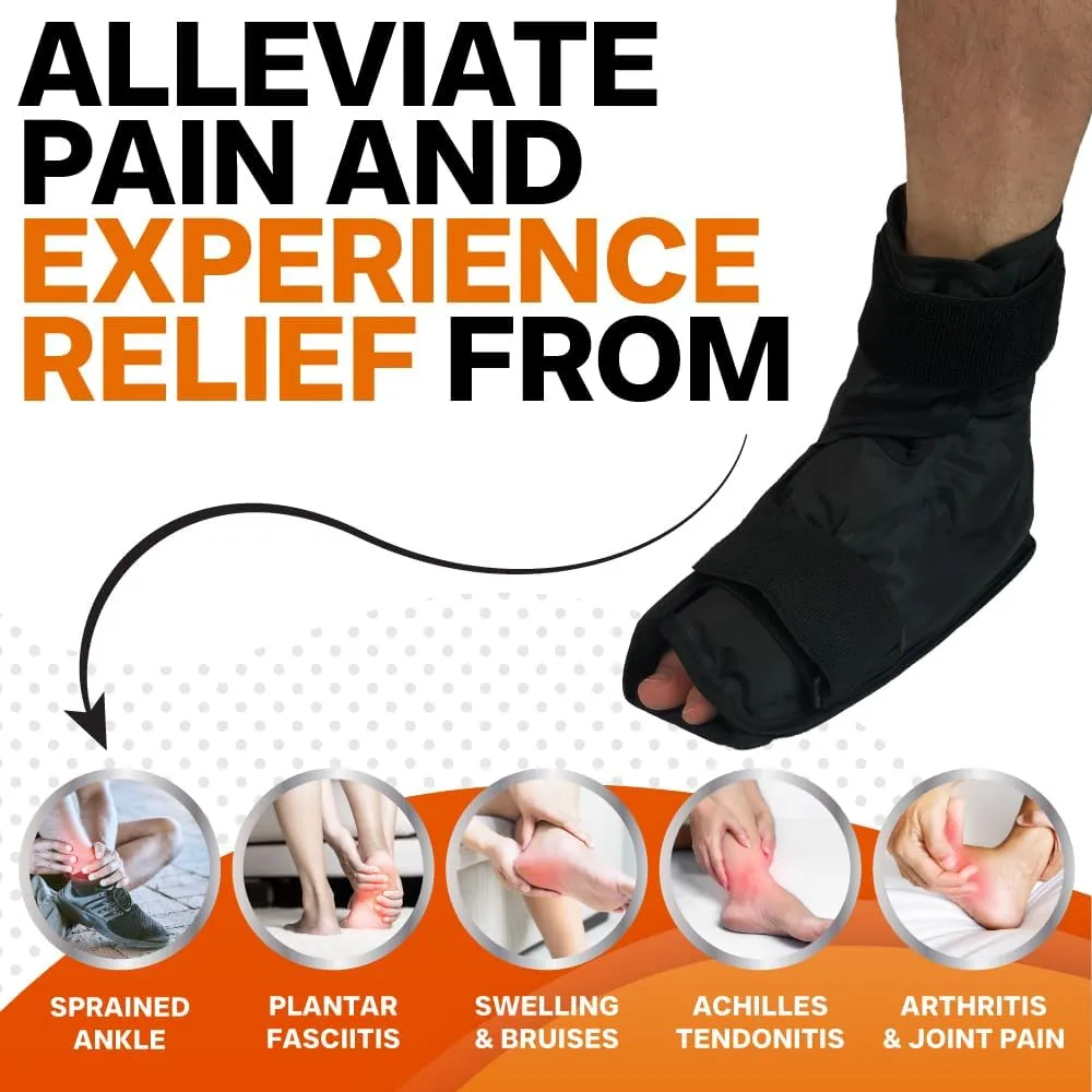 Foot & Ankle Pain Relief Hot/Cold Gel Wrap - Effectively Relieve Foot and Ankle Aches & Pains Using Compression Gel Ankle Ice Pack Wrap - Heated or Cooled, Targets All Areas of Ankle & Foot - Large