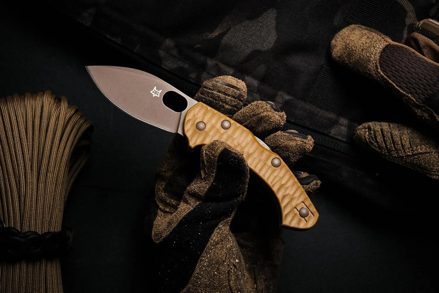 Fox Knives Zero 2.0 Desert Warrior FX-FA311 CT, Jens Anso Design Lockback Folding Pocket Knife, 6.30in N690Co Stainless Steel Blade, FRN Handle, Thumb Hole Opener, EDC Every Day Carry (Coyote Tan)