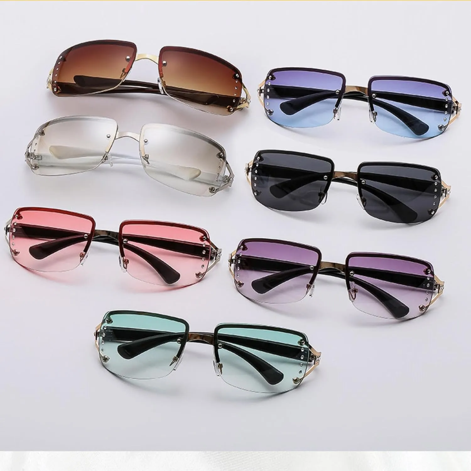 Frameless Decorative Diamond Sunglasses Women's Luxury Sun Glasses Outdoor Leisure Eyewear Uv400