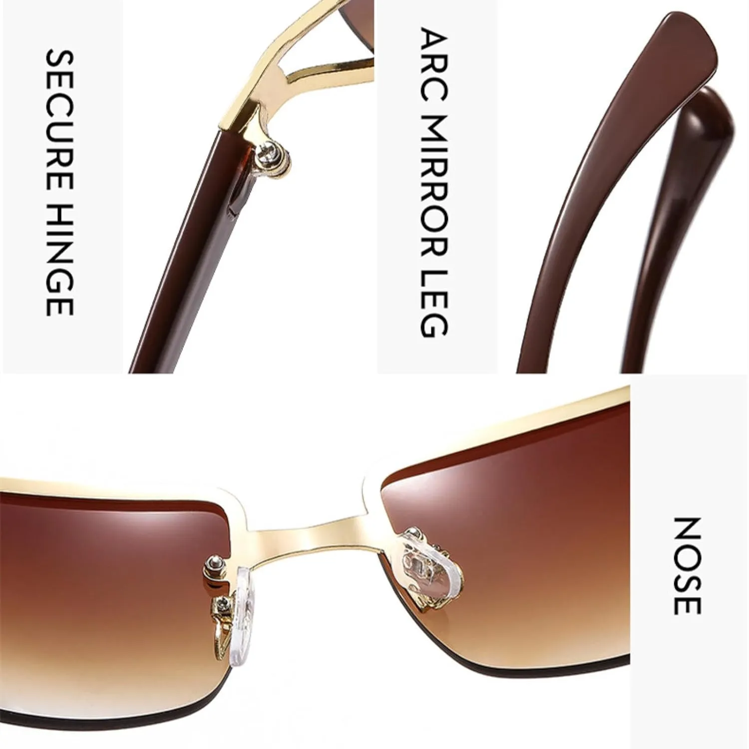 Frameless Decorative Diamond Sunglasses Women's Luxury Sun Glasses Outdoor Leisure Eyewear Uv400