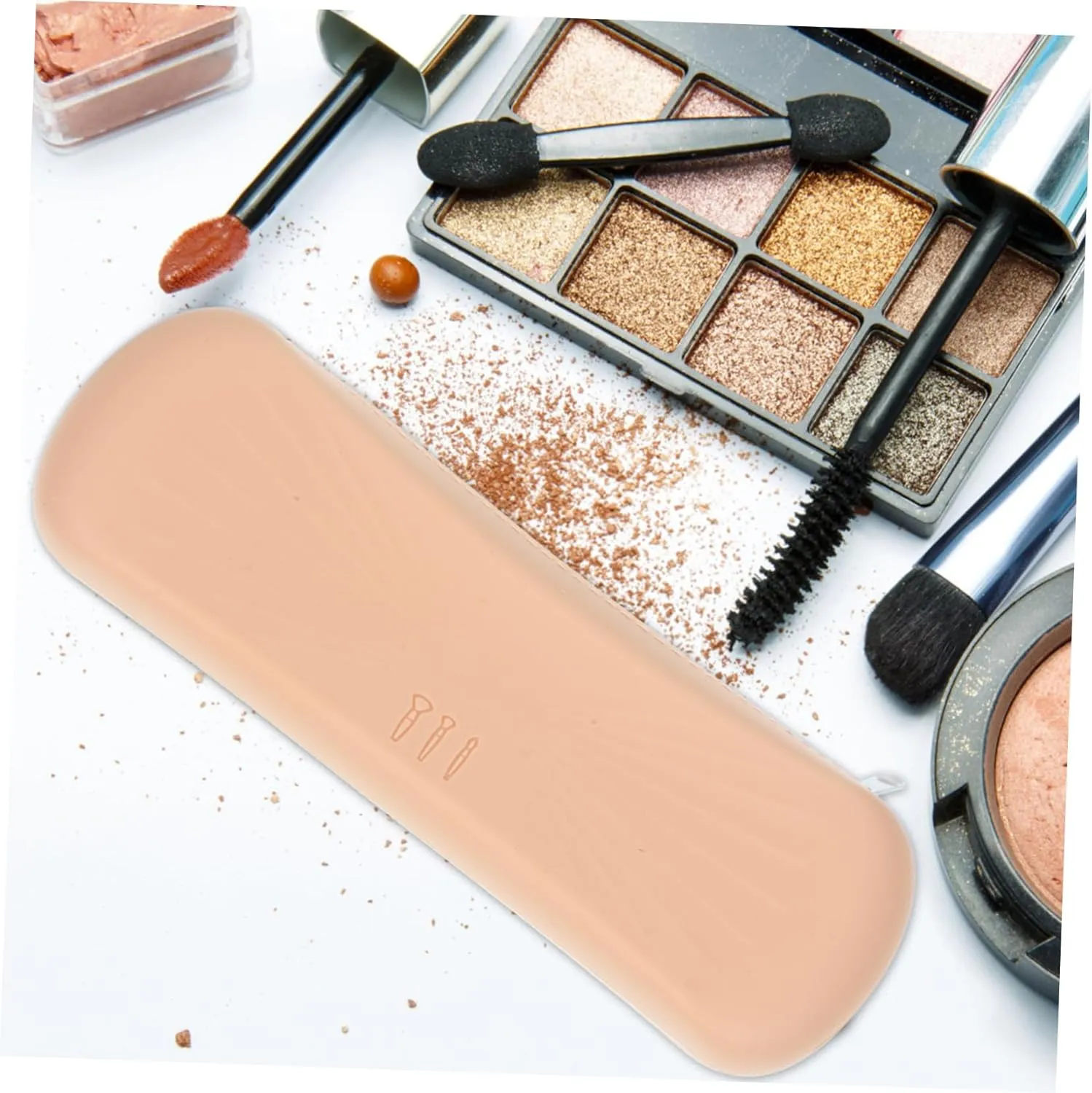 FRCOLOR 2pcs Travel Makeup Bag Silicone Makeup Brush Holder Compact Zipper Organizer for Easy Access Lightweight Cosmetic Case Go Use for Home Travel