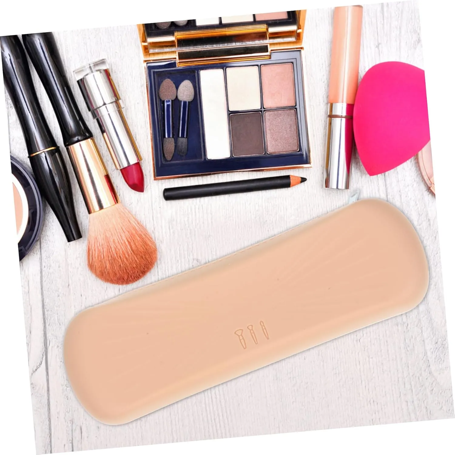 FRCOLOR 2pcs Travel Makeup Bag Silicone Makeup Brush Holder Compact Zipper Organizer for Easy Access Lightweight Cosmetic Case Go Use for Home Travel