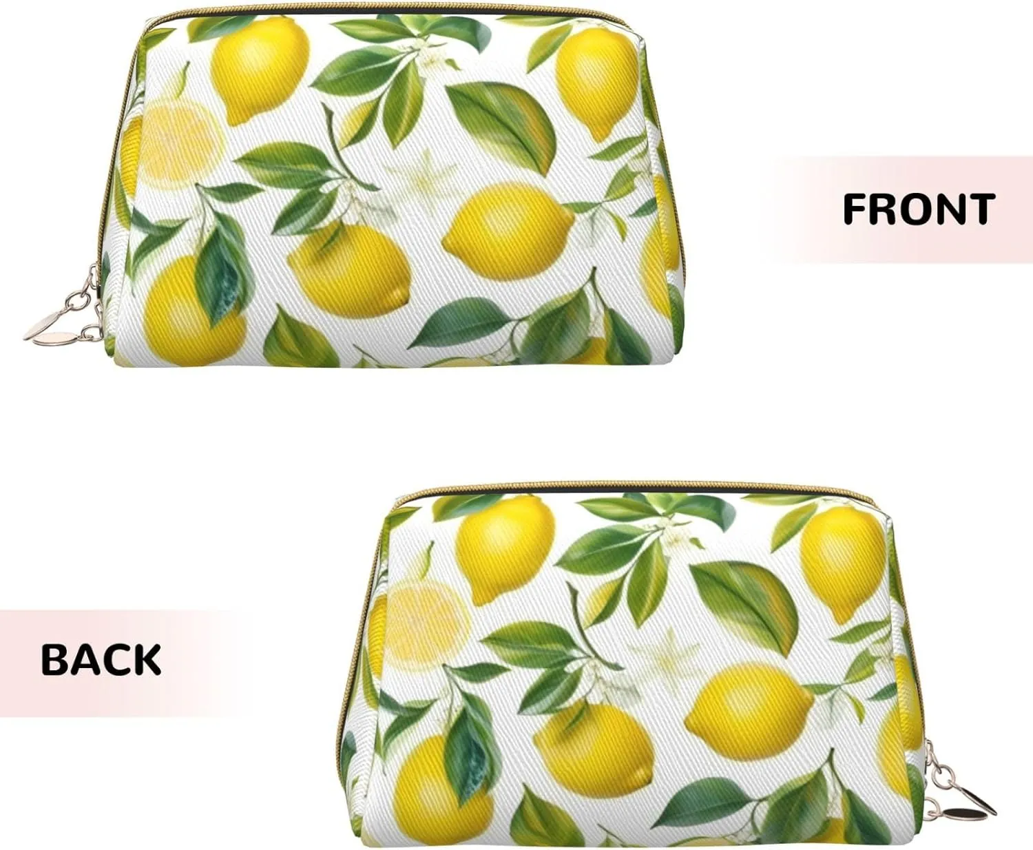 Fresh Tropical Lemons Toiletry Pouch, Travel-Friendly Makeup Organizer For Makeup Brushes, Lipsticks