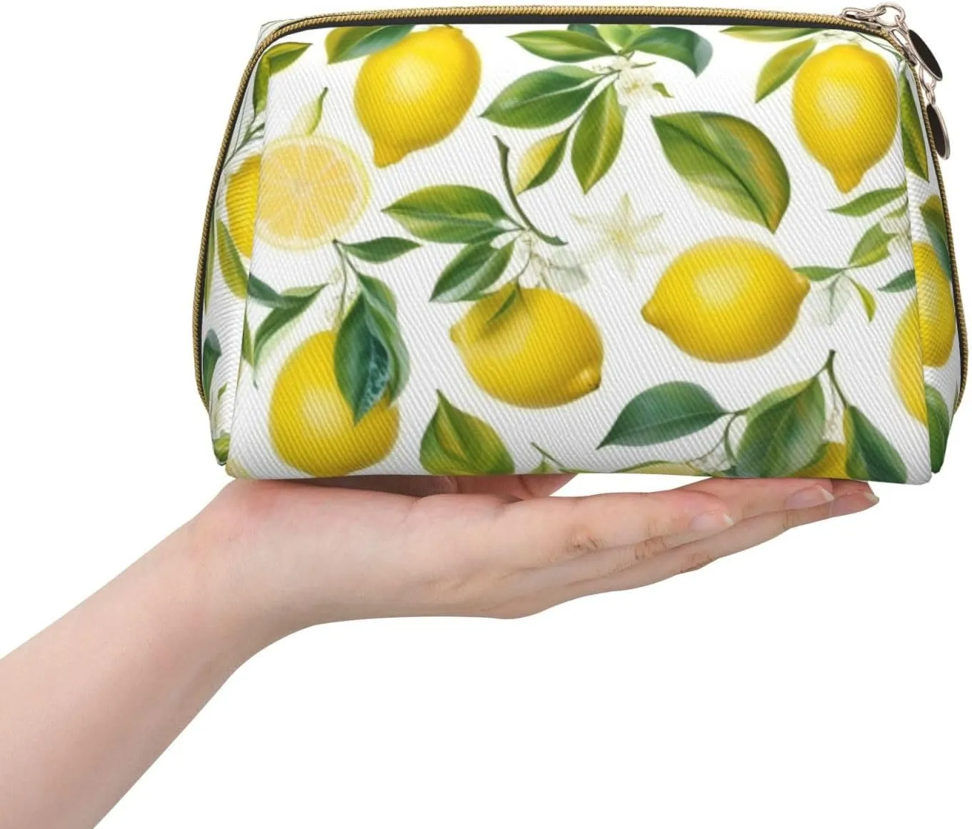 Fresh Tropical Lemons Toiletry Pouch, Travel-Friendly Makeup Organizer For Makeup Brushes, Lipsticks