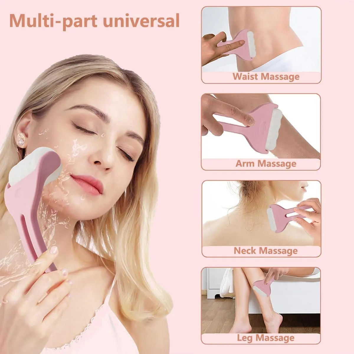 Frosted Ice Roller,Facial Ice Machine Massage Beauty Tools Home Ice Roller Face Massager Roller for Women(White)