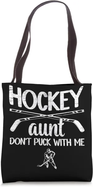 Funny Ice Hockey Aunt Of A Hockey Player Auntie Tote Bag