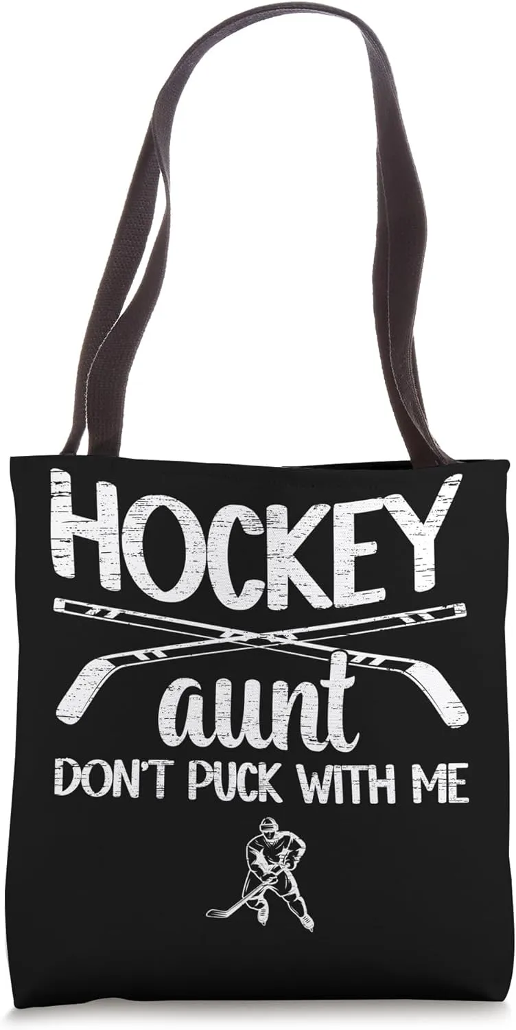 Funny Ice Hockey Aunt Of A Hockey Player Auntie Tote Bag
