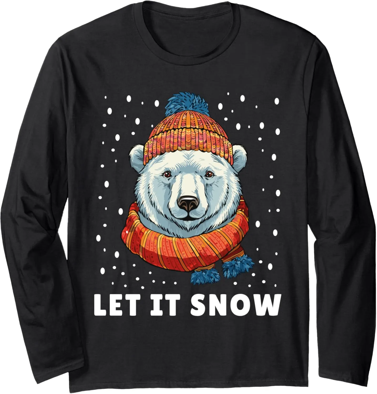 Funny Polar Bear Tee Winter Christmas Ice Bear Let It Snow Long Sleeve T-Shirt