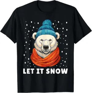 Funny Polar Bear Tee Winter Christmas Ice Bear Let It Snow T-Shirt