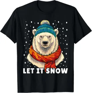 Funny Polar Bear Tee Winter Christmas Ice Bear Let It Snow T-Shirt
