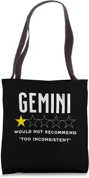 Funny star rating & Criticism of zodiac sign Gemini Tote Bag