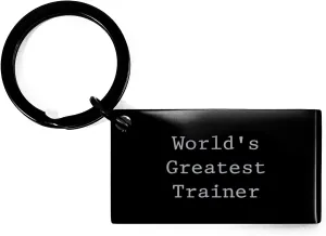 Funny Trainer Gifts for Mom from World's Greatest Trainer Keychain - Engraved Stainless Steel