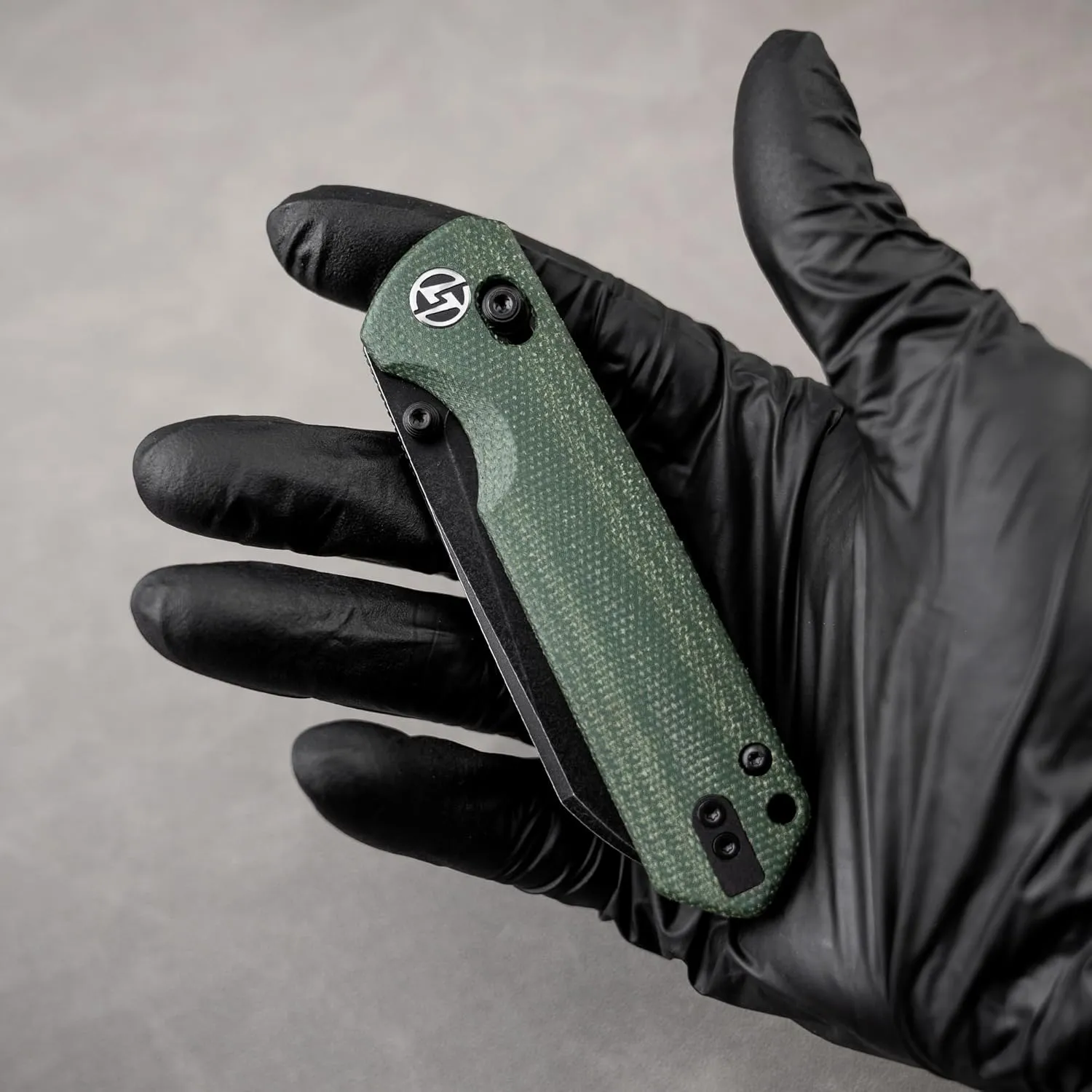 G062 Folding Knife for EDC, 14C28N Steel Blade Pocket knife, Crossbar Lock Knife for Outdoor, Survival, Hunting and Camping, 3.28oz（Micarta Green Black Coating）