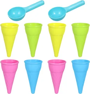 Gadpiparty 10-Piece Kids Ice Cream Sand Toy Set - Beach & Snow Play Molds with Scoops & Cones - Colorful Outdoor Sandcastle Making Kit for Toddlers (Random Colors)