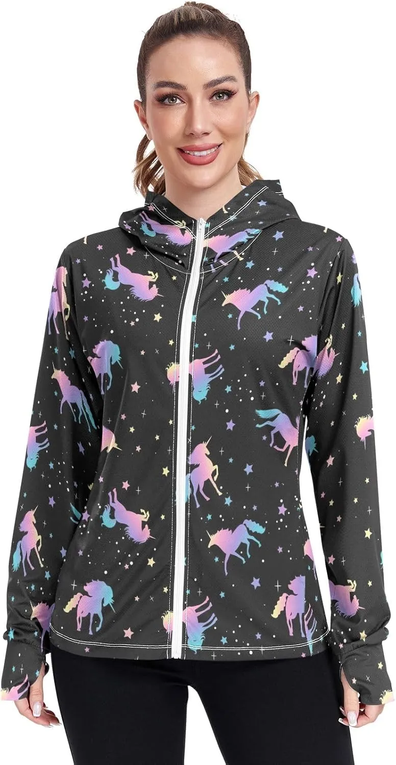GAIGEO Colorful Palms Leaves Women Jacket UPF 50  Lightweight Summer Jacket Women, Breathable Fabric, S