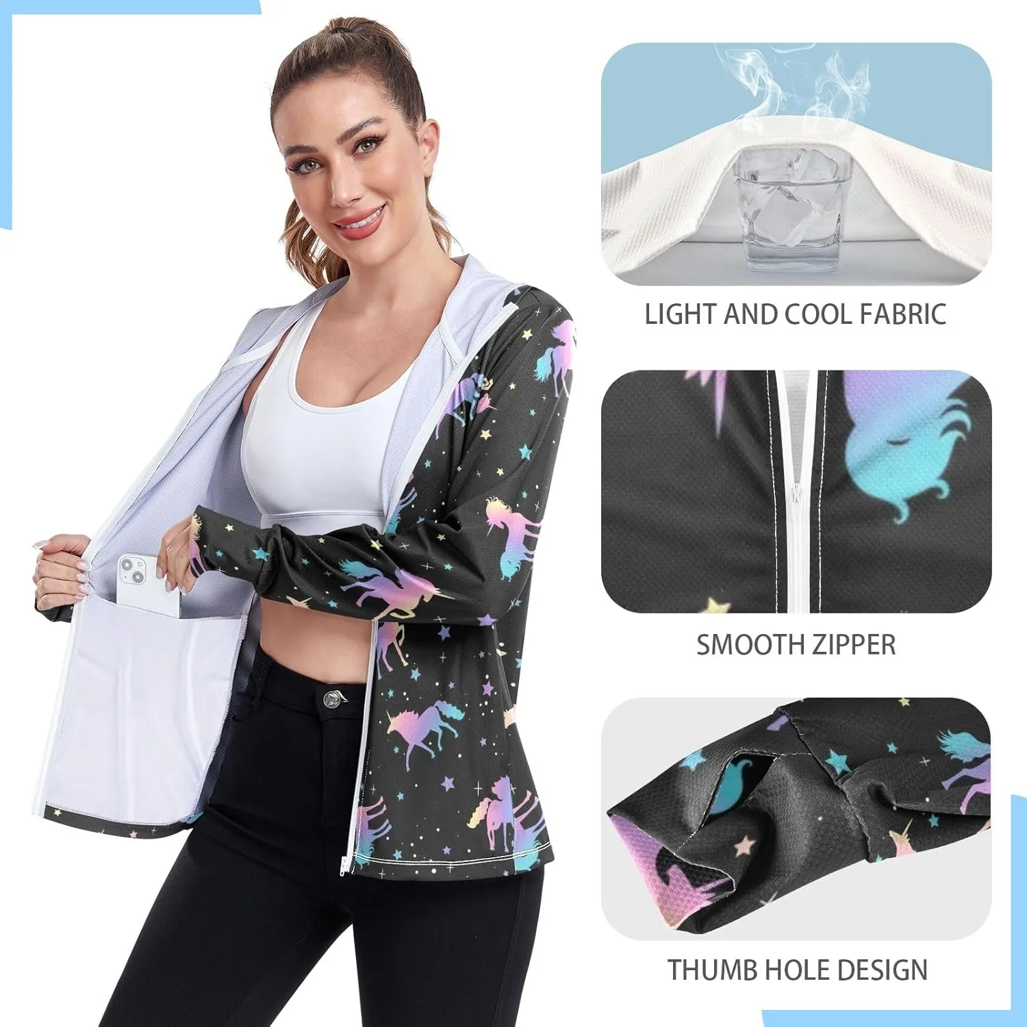 GAIGEO Colorful Palms Leaves Women Jacket UPF 50  Lightweight Summer Jacket Women, Breathable Fabric, S