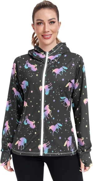 GAIGEO Colorful Palms Leaves Women Jacket UPF 50  Lightweight Summer Jacket Women, Breathable Fabric, S