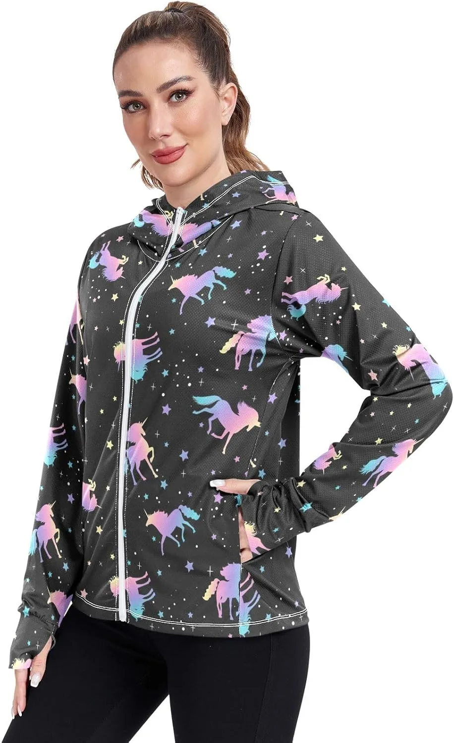 GAIGEO Colorful Palms Leaves Women Jacket UPF 50  Lightweight Summer Jacket Women, Breathable Fabric, S